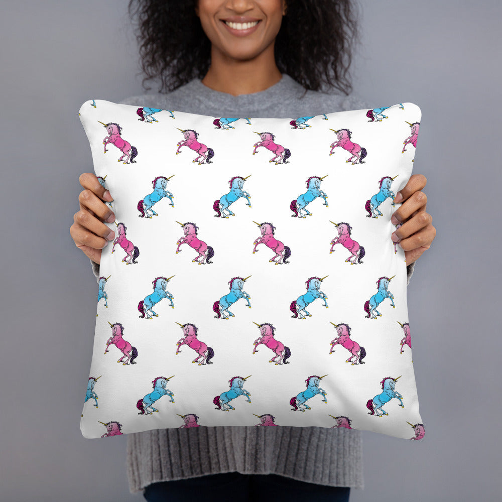 Pink and Blue Unicorn Pillow