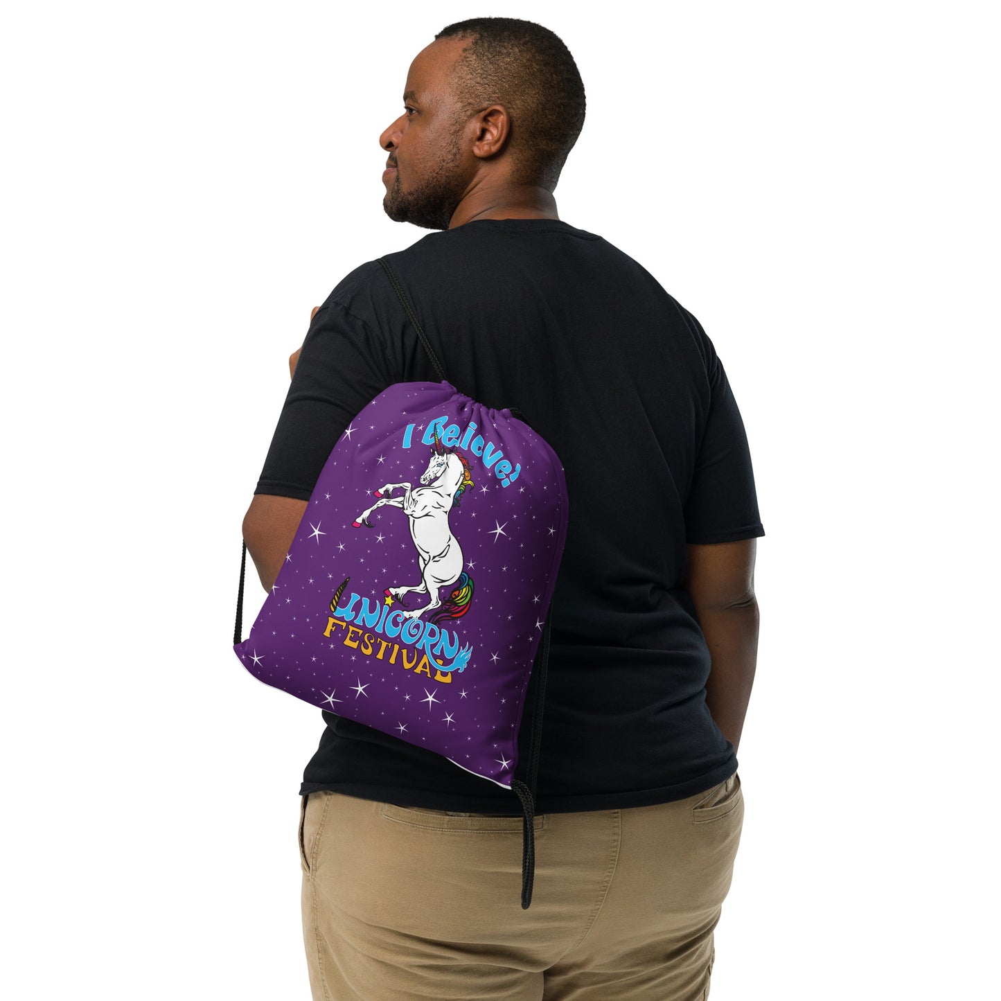 Unicorn Festival Purple Drawstring bag