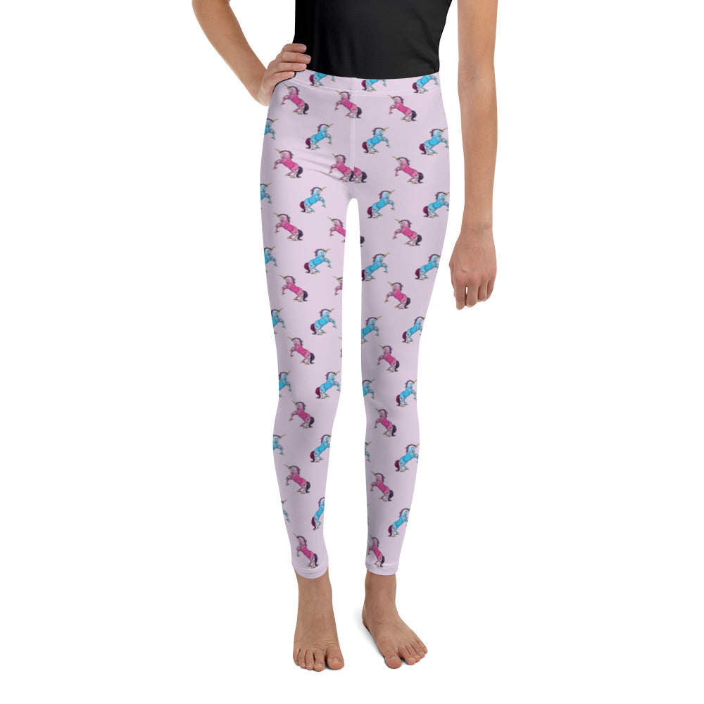 Pink and Blue Unicorn Youth Leggings