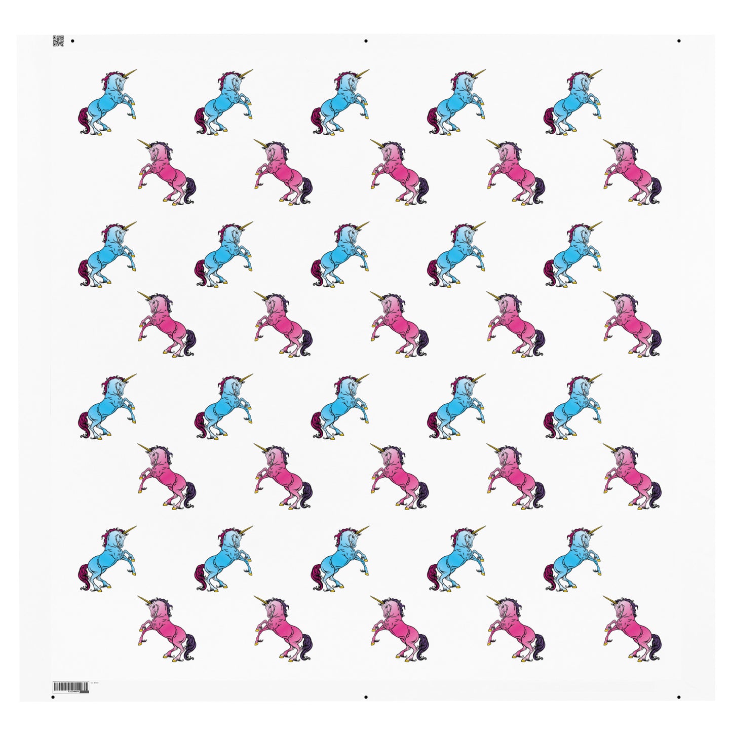 Pink and Blue Unicorn Recycled Polyester Fabric