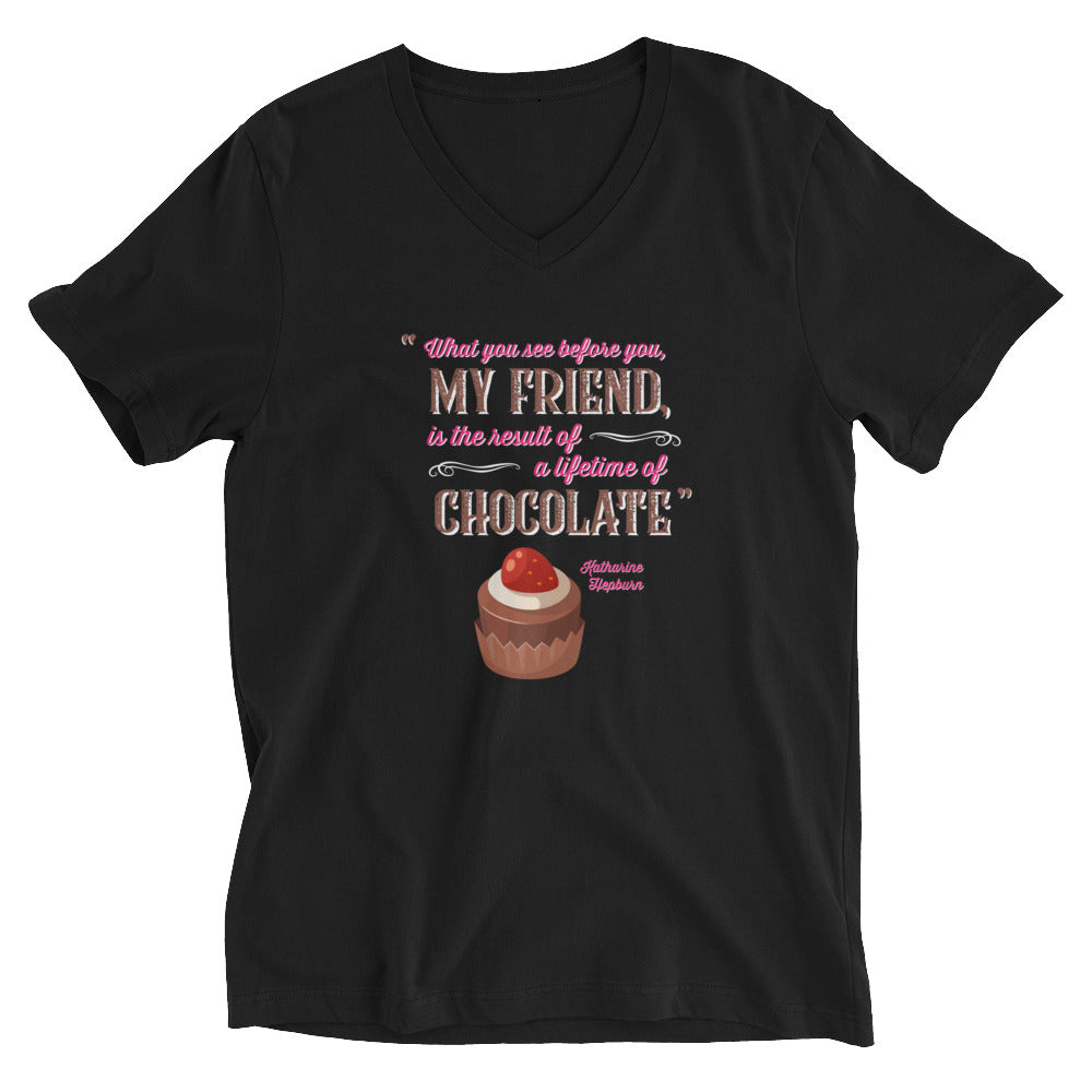 Lifetime of Chocolate - Unisex Short Sleeve V-Neck T-Shirt