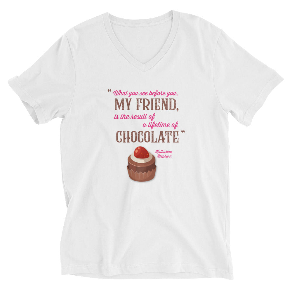 Lifetime of Chocolate - Unisex Short Sleeve V-Neck T-Shirt