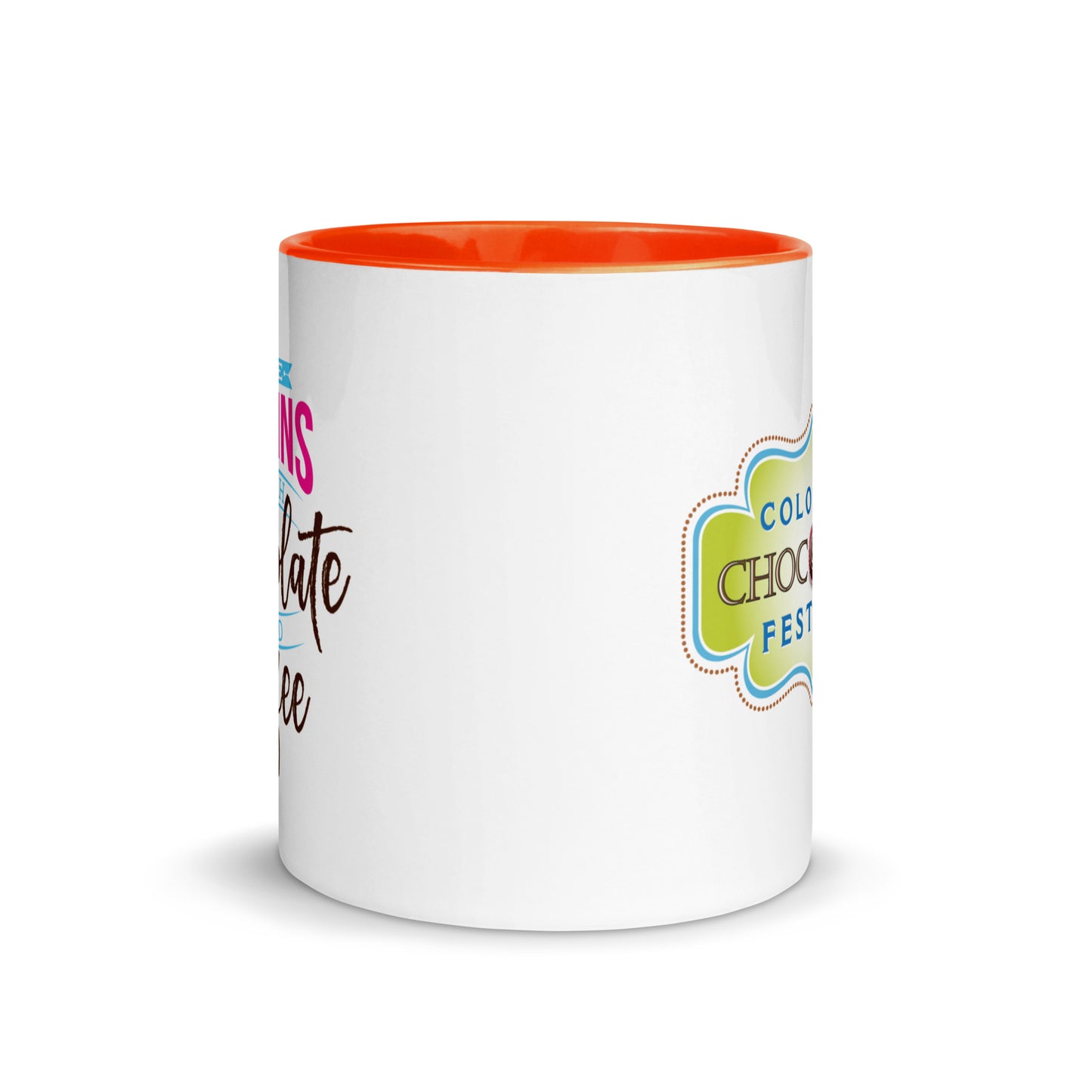 Life Begins with Chocolate and Coffee Mug with Color Inside
